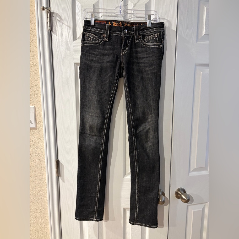 Rock Revival Women's Black Wash Sasha Straight Leg Jeans Size 26 - Picture 2 of 14
